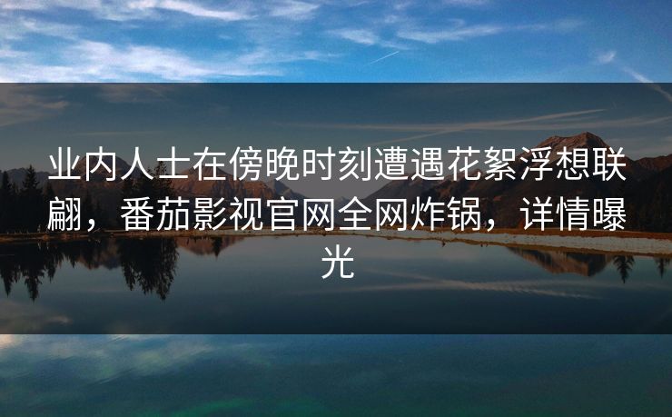 业内人士在傍晚时刻遭遇花絮浮想联翩，番茄影视官网全网炸锅，详情曝光