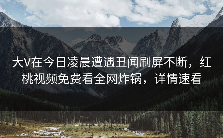 大V在今日凌晨遭遇丑闻刷屏不断，红桃视频免费看全网炸锅，详情速看